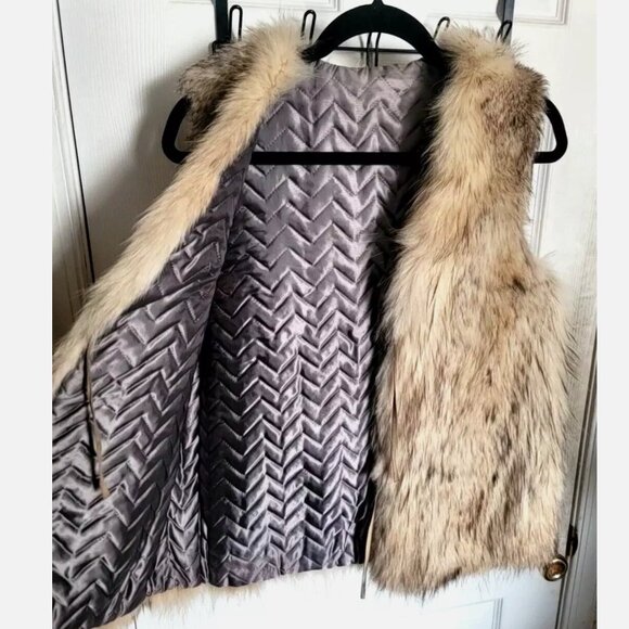 Vintage Handmade Speckled Eastern Coyote Fur Vest Winter Women's M/L 36" Ches - Picture 7 of 14